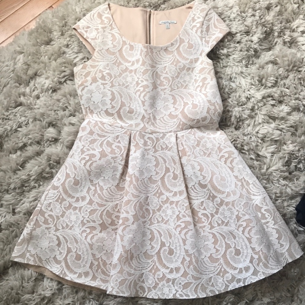Charlotte Russe Lace A-line Dress with Cap Sleeves